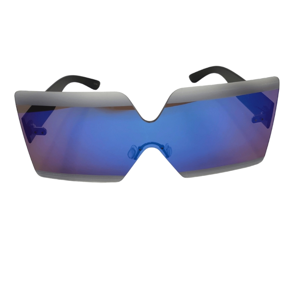 Oversized Blue Metallic Sunglasses